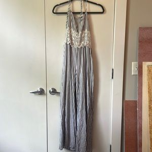 ShowPo blue and white striped jumpsuit